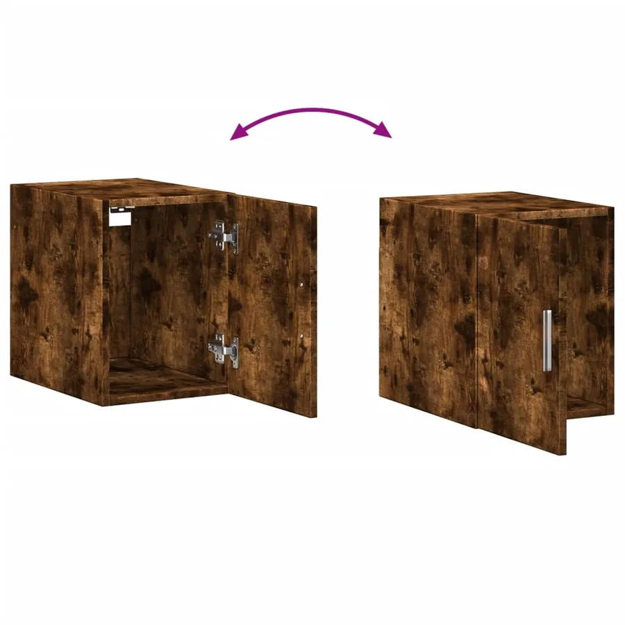 Armoire murale chêne fumé 30x42,5x40 cm bois d'ingénierie - 7