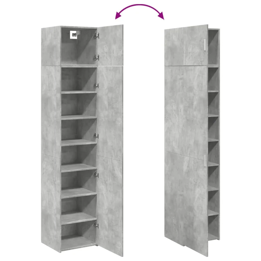 Armoire de rangement mince gris béton 45x42,5x225 cm - 9
