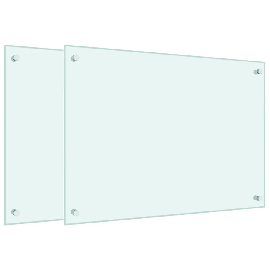Dosserets de cuisine 2 pcs blanc 70x50 cm verre trempé - 2
