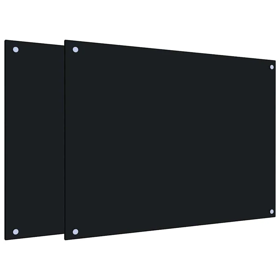 Dosserets de cuisine 2 pcs noir 80x60 cm verre trempé - 2