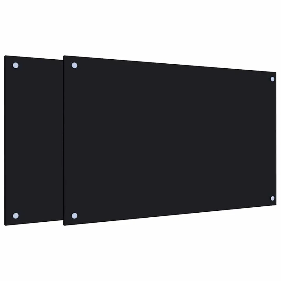 Dosserets de cuisine 2 pcs noir 80x50 cm verre trempé - 2