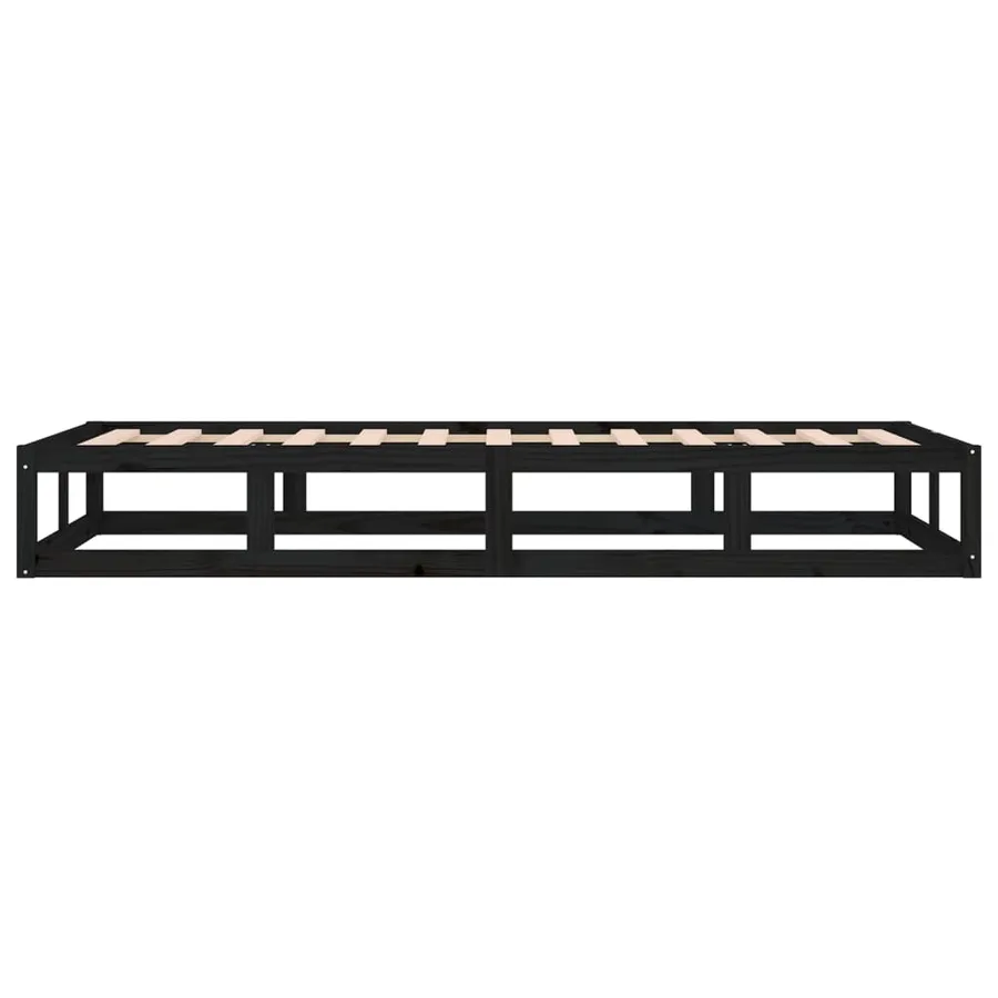 Cadre de lit sans matelas noir 90x200 cm bois massif - 7
