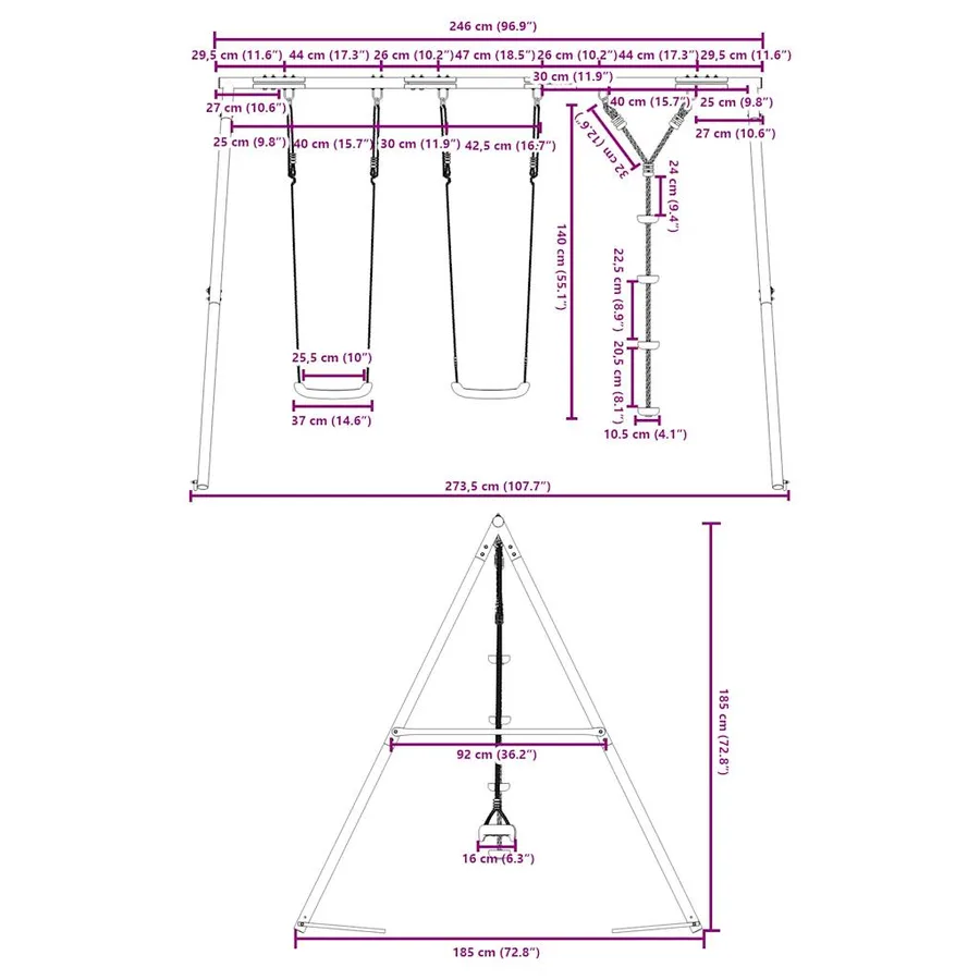Ensemble balançoire d'extérieur balançoires et corde à disque - 10