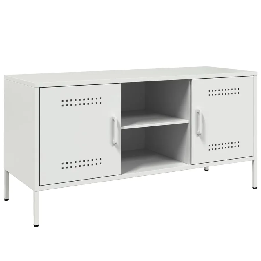 Meuble TV blanc 100,5x39x50,5 cm acier - 2