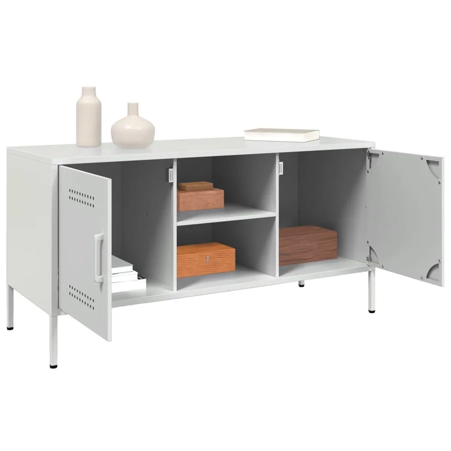 Meuble TV blanc 100,5x39x50,5 cm acier - 5