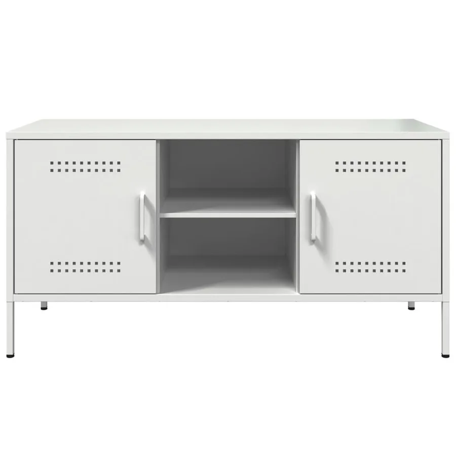 Meuble TV blanc 100,5x39x50,5 cm acier - 6