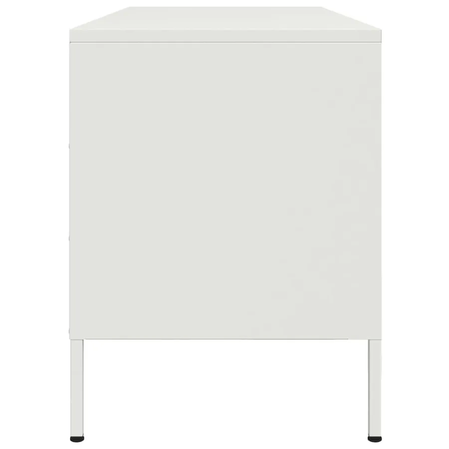 Meuble TV blanc 100,5x39x50,5 cm acier - 7