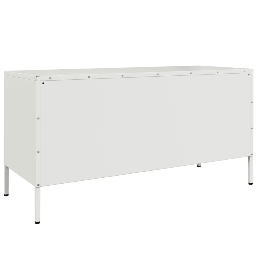 Meuble TV blanc 100,5x39x50,5 cm acier - 8