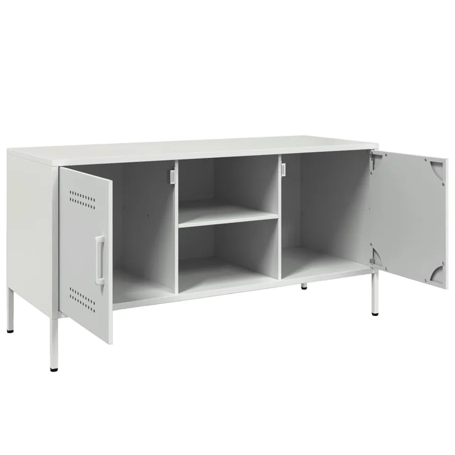 Meuble TV blanc 100,5x39x50,5 cm acier - 9