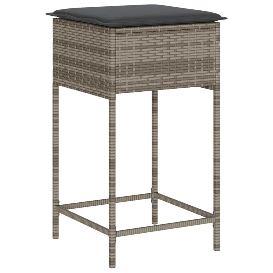 Ensemble de bar de jardin 7 pcs avec coussins gris poly rotin - 4
