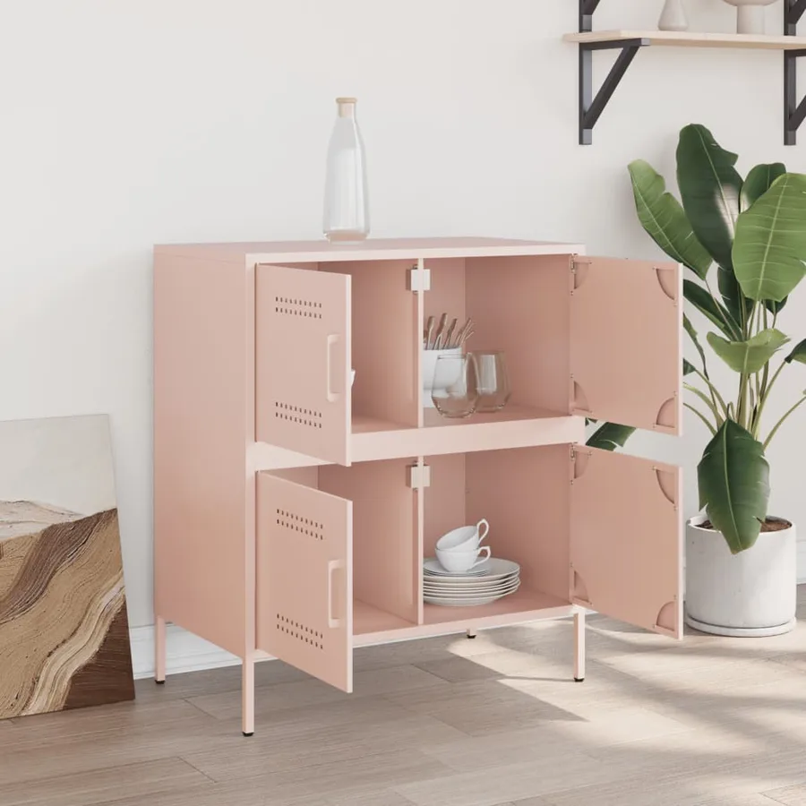 Buffet rose 68x39x79 cm acier - 3