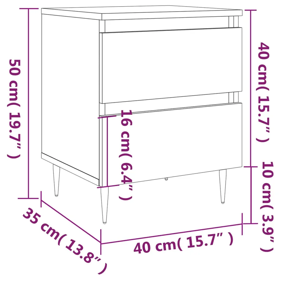 Table de chevet Blanc 40x35x50 cm Bois d’ingénierie - 11