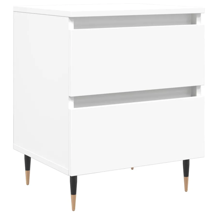 Table de chevet Blanc 40x35x50 cm Bois d’ingénierie - 2