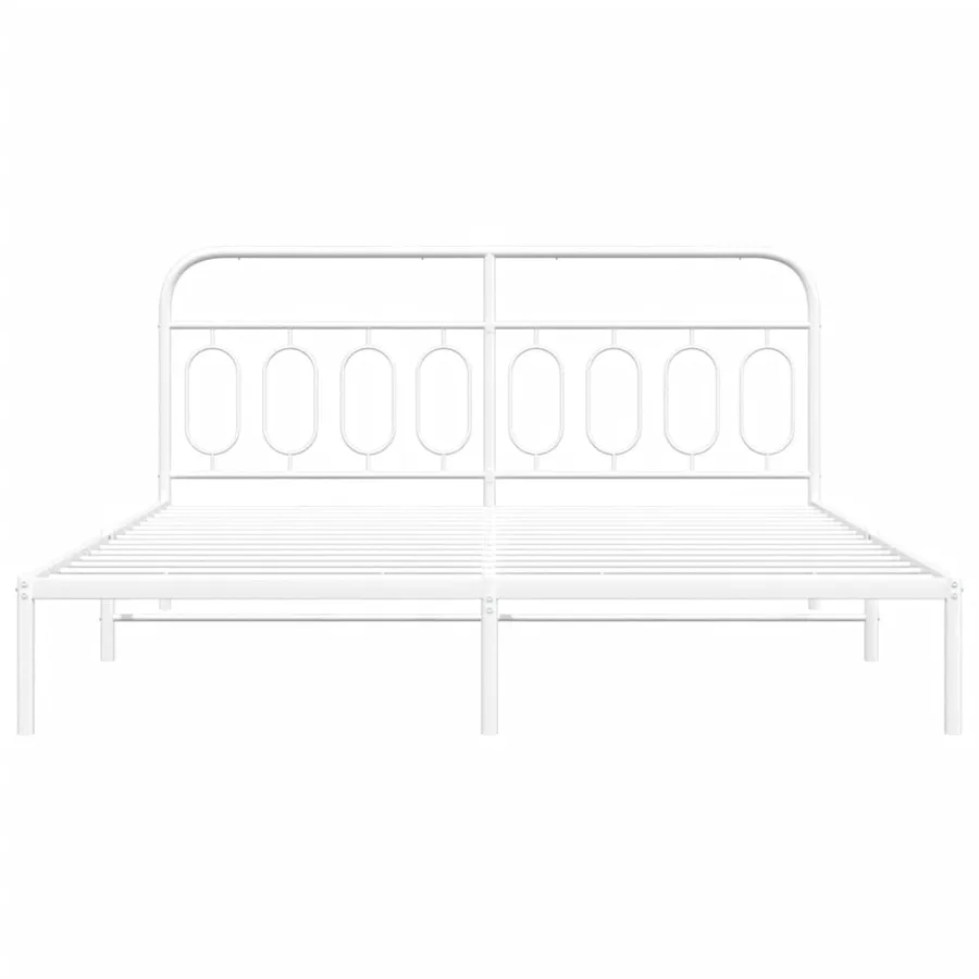 Cadre de lit métal sans matelas et tête de lit blanc 160x200 cm - 4