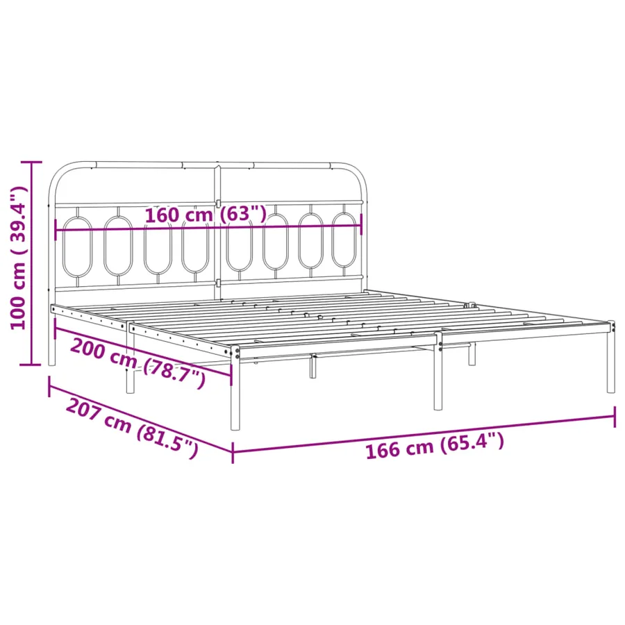 Cadre de lit métal sans matelas et tête de lit blanc 160x200 cm - 8