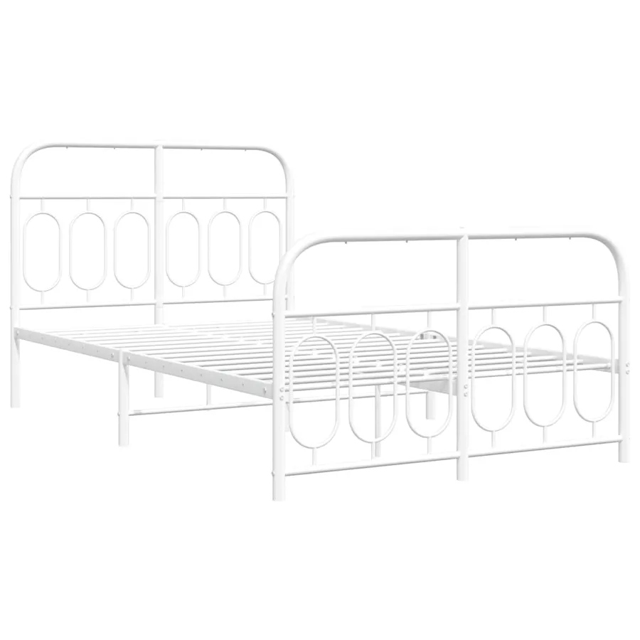 Cadre de lit métal sans matelas et pied de lit blanc 120x190 cm - 3