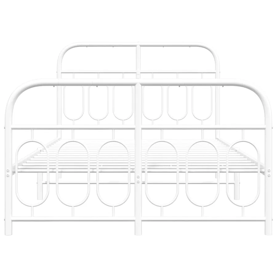 Cadre de lit métal sans matelas et pied de lit blanc 120x190 cm - 4