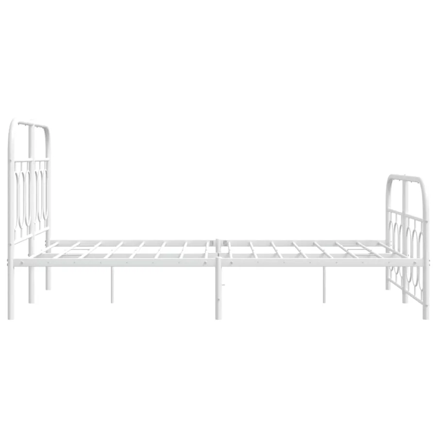 Cadre de lit métal sans matelas et pied de lit blanc 120x190 cm - 5