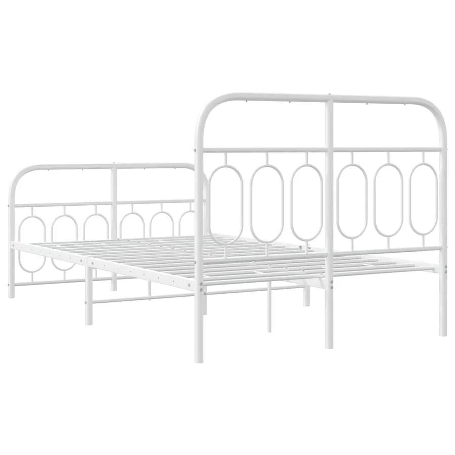 Cadre de lit métal sans matelas et pied de lit blanc 120x190 cm - 6