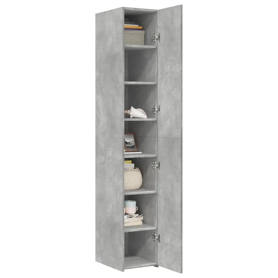 Buffet haut gris béton 30x42,5x185 cm bois d'ingénierie - 7