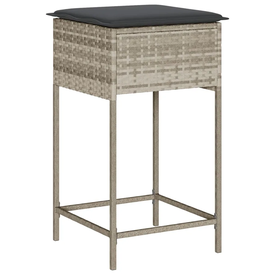 Tabourets de bar jardin avec coussins lot de 2 gris clair rotin - 4