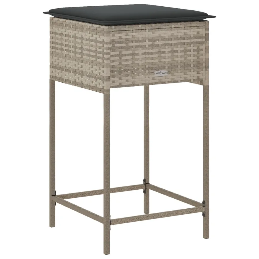 Tabourets de bar jardin avec coussins lot de 2 gris clair rotin - 7