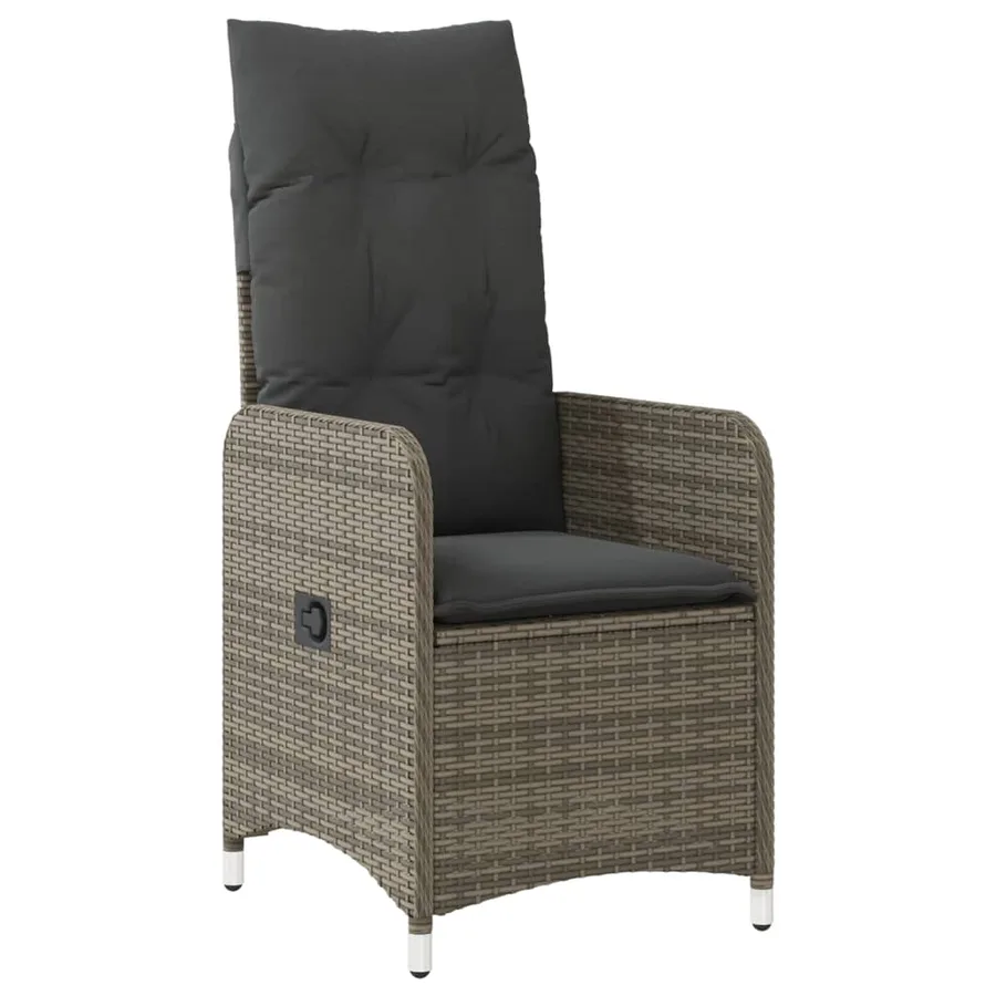 Chaise inclinable de jardin avec coussins gris résine tressée - 2