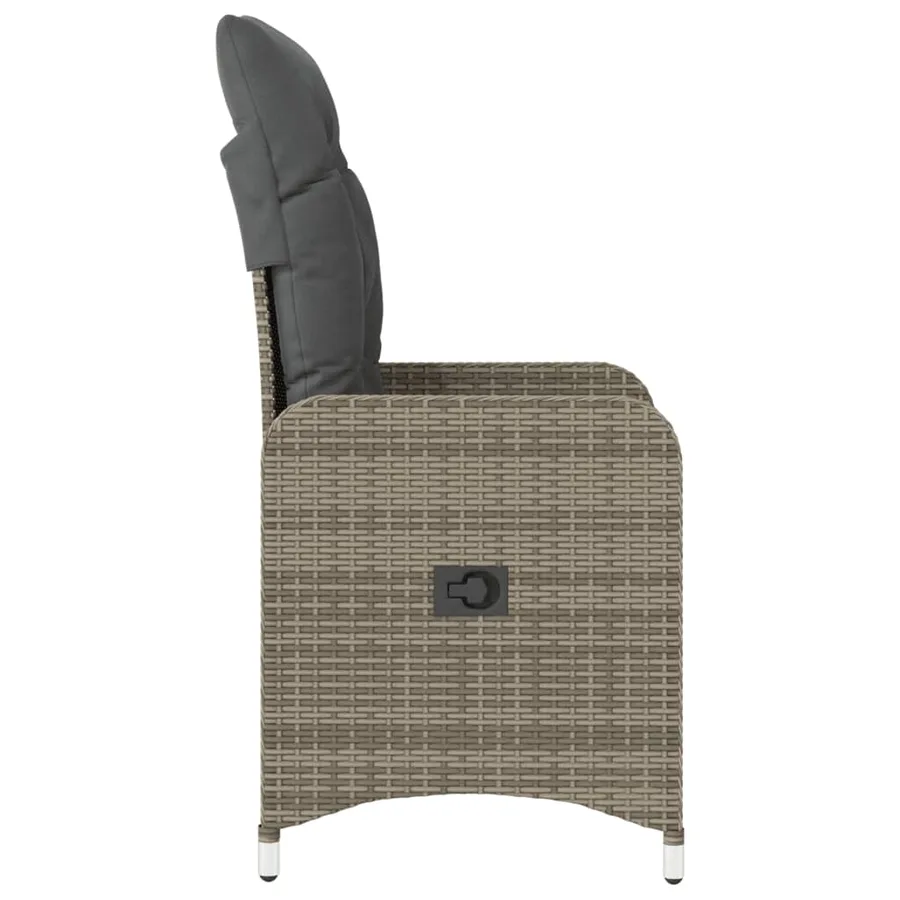 Chaise inclinable de jardin avec coussins gris résine tressée - 5
