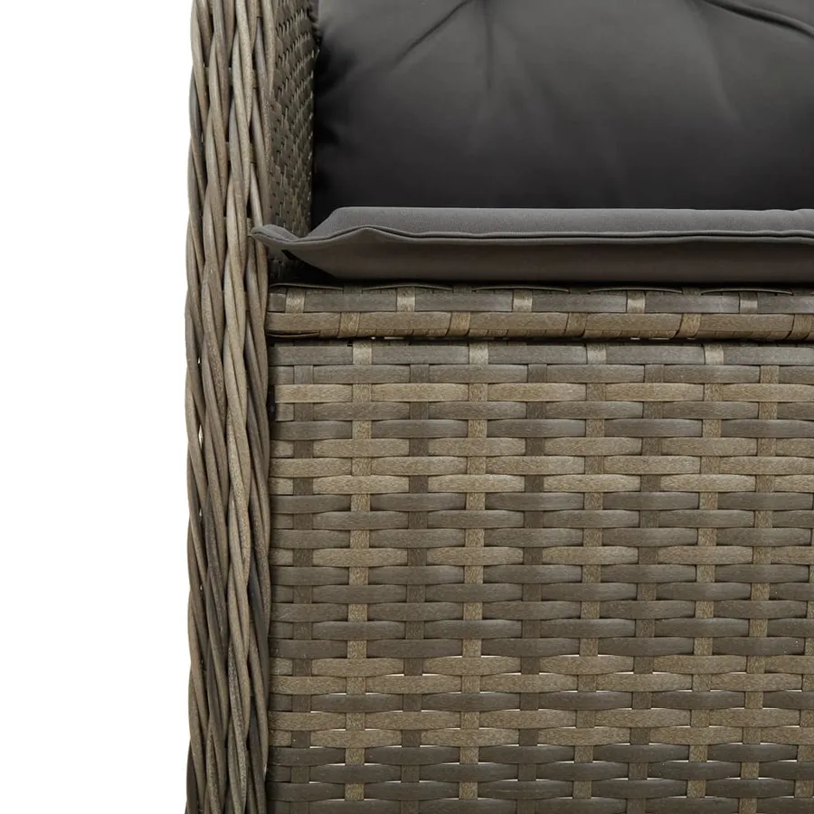 Chaise inclinable de jardin avec coussins gris résine tressée - 8