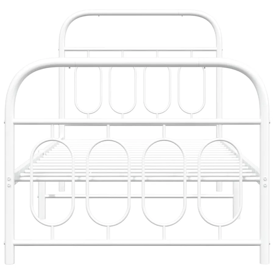 Cadre de lit métal sans matelas avec pied de lit blanc 90x190cm - 4