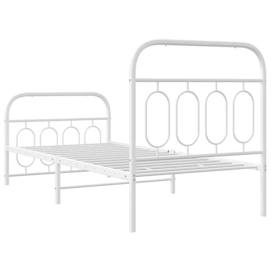 Cadre de lit métal sans matelas avec pied de lit blanc 90x190cm - 6