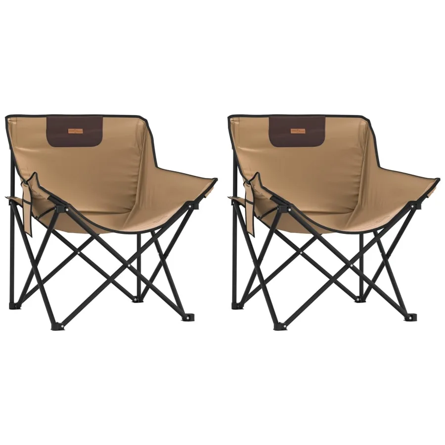 Chaise de camping avec poche pliable lot de 2 marron - 2