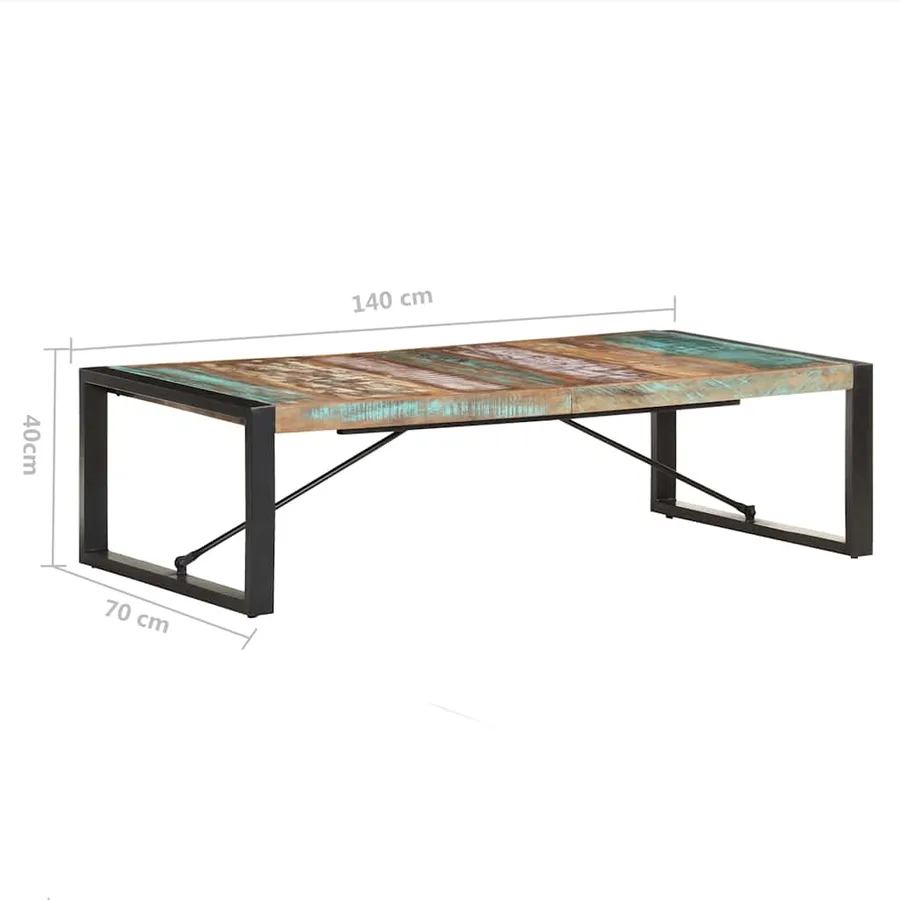 Table basse 140x70x40 cm Bois de récupération solide - 7