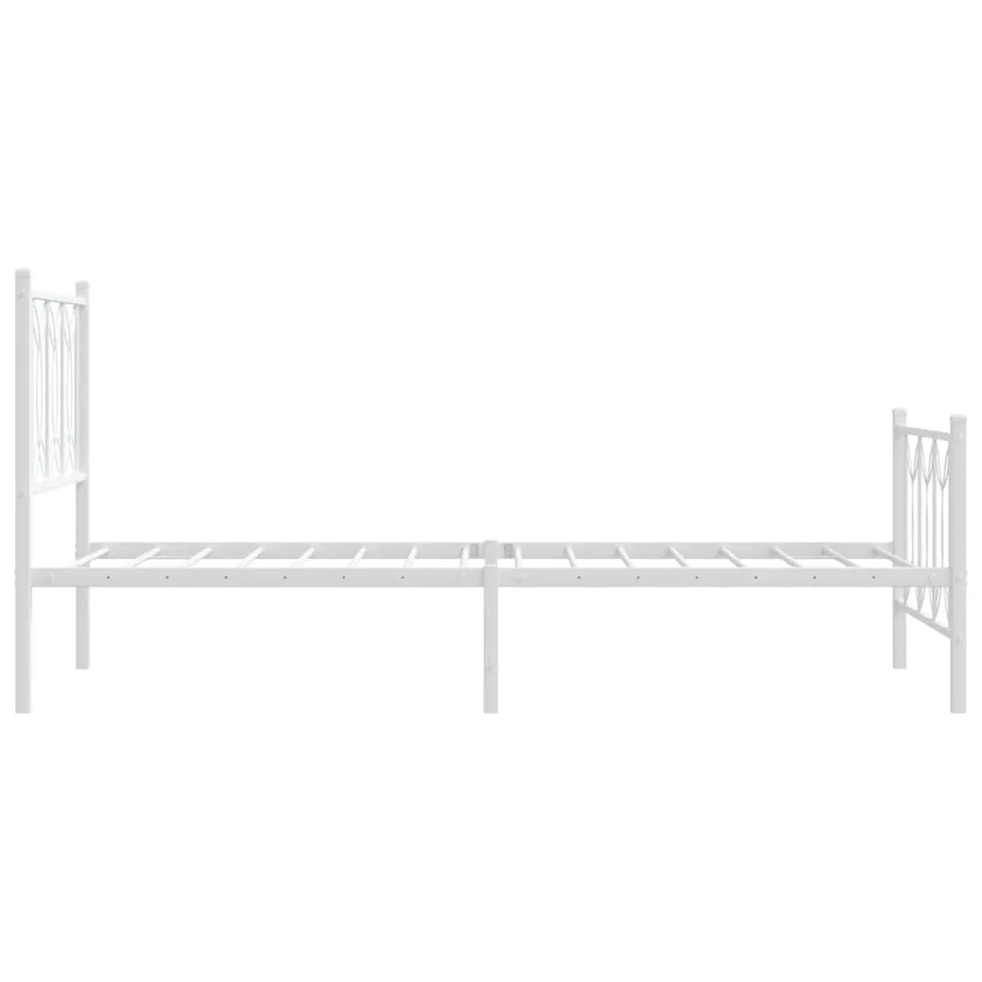 Cadre de lit métal sans matelas avec pied de lit blanc 90x190cm - 5