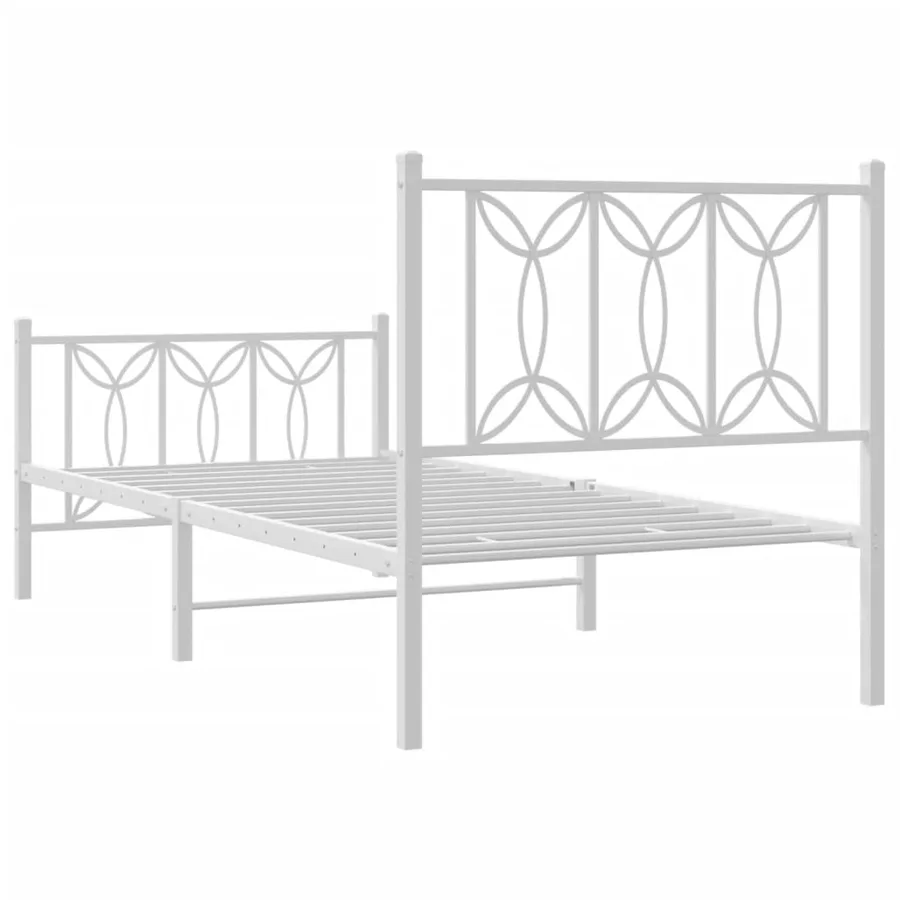 Cadre de lit métal sans matelas avec pied de lit blanc 90x190cm - 6