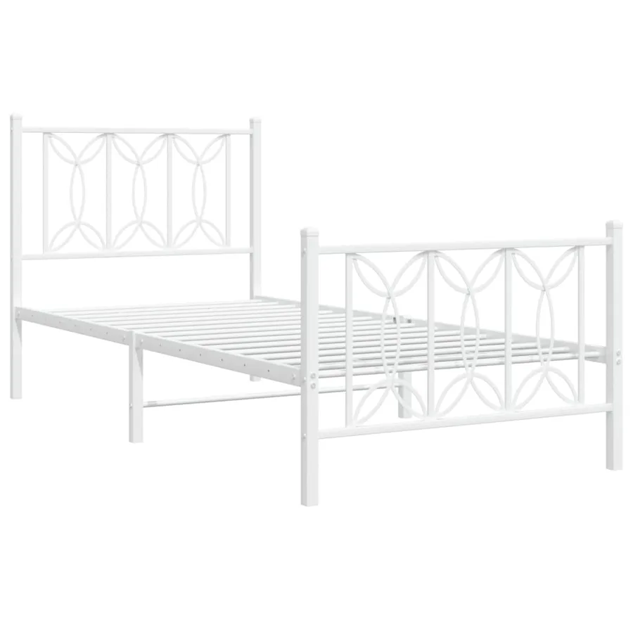 Cadre de lit métal sans matelas avec pied de lit blanc 75x190cm - 3