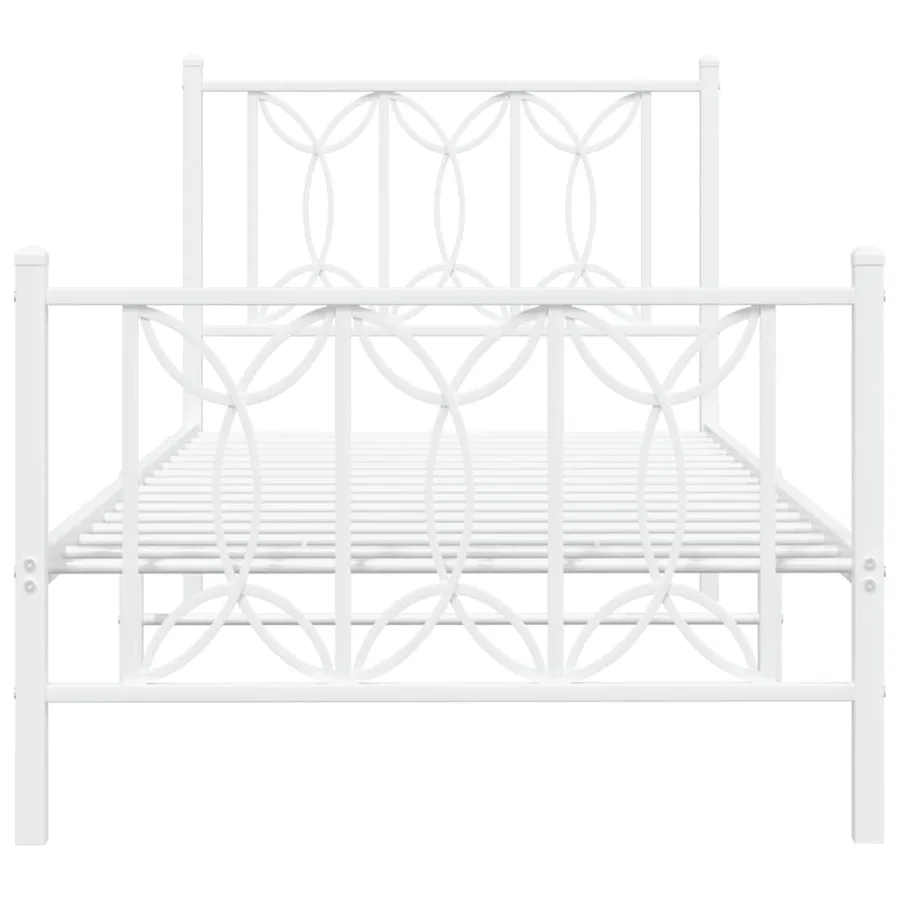 Cadre de lit métal sans matelas avec pied de lit blanc 75x190cm - 4