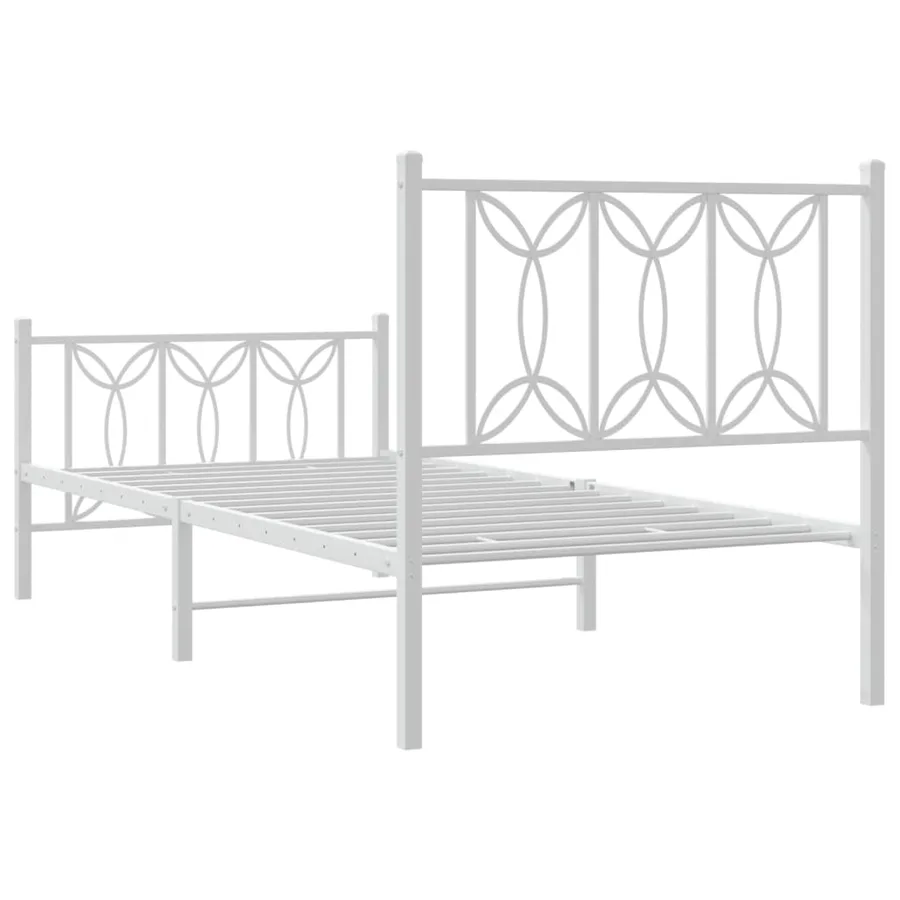 Cadre de lit métal sans matelas avec pied de lit blanc 75x190cm - 6