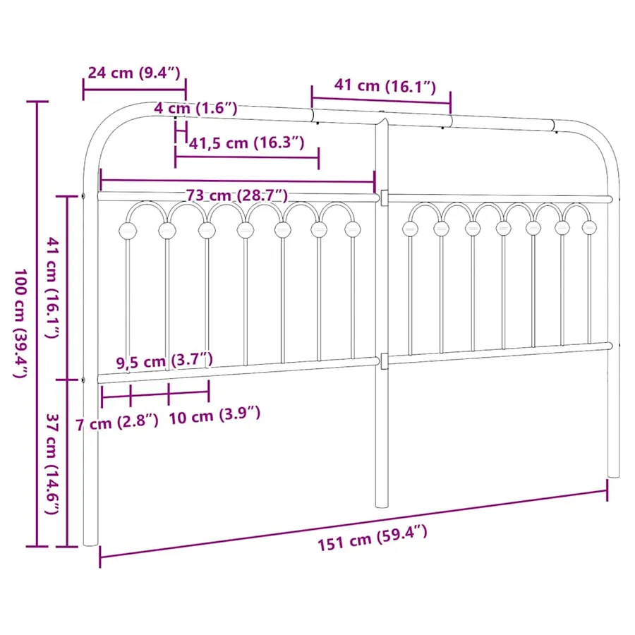 Tête de lit de remplacement métal blanc 150 cm - 6