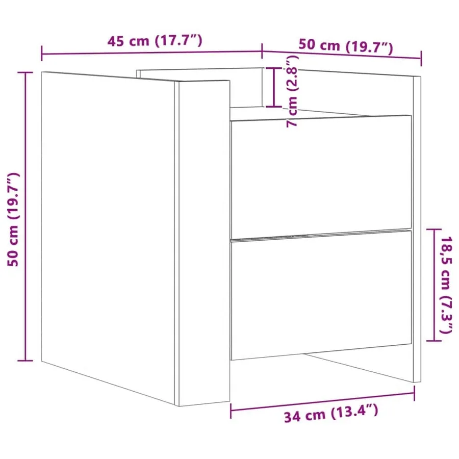 Table de chevet blanc 45x50x50 cm bois d’ingénierie - 11