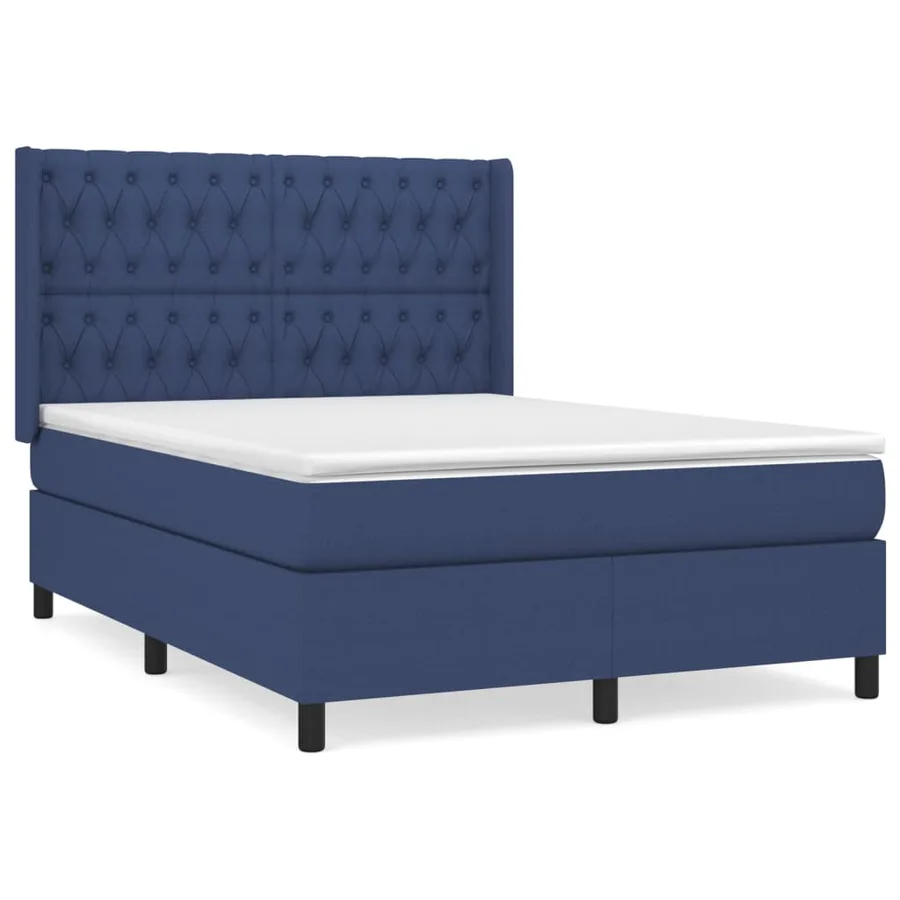 Sommier à lattes de lit avec matelas Bleu 140x200 cm Tissu - 2