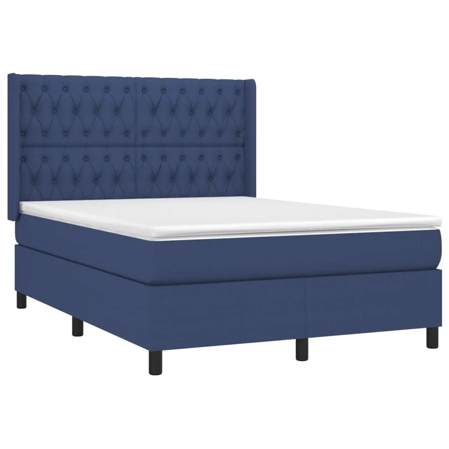 Sommier à lattes de lit avec matelas Bleu 140x200 cm Tissu - 3