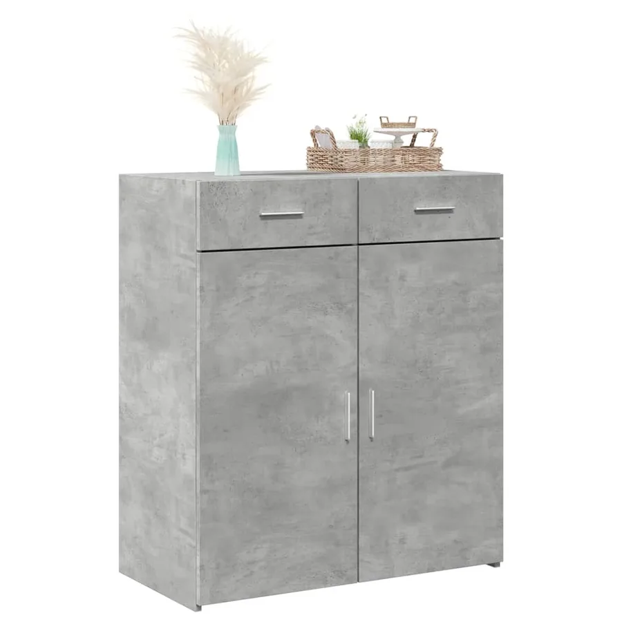Buffet gris béton 80x42,5x93 cm bois d'ingénierie - 7