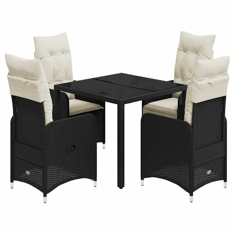 Ensemble de bistro de jardin 5 pcs coussins noir poly rotin - 2