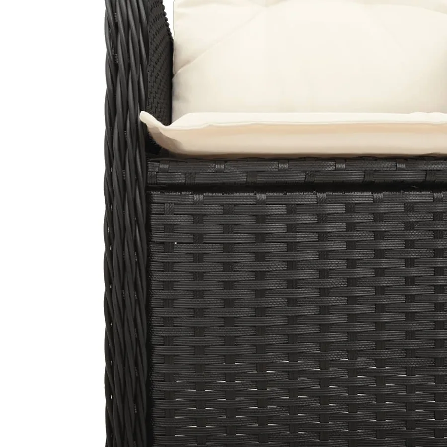 Ensemble de bistro de jardin 7 pcs coussins noir poly rotin - 7