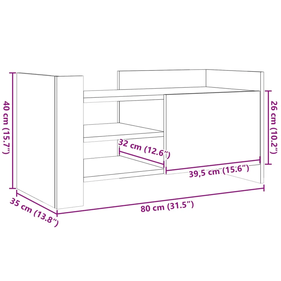 Meuble TV blanc 80x35x40 cm bois d’ingénierie - 11