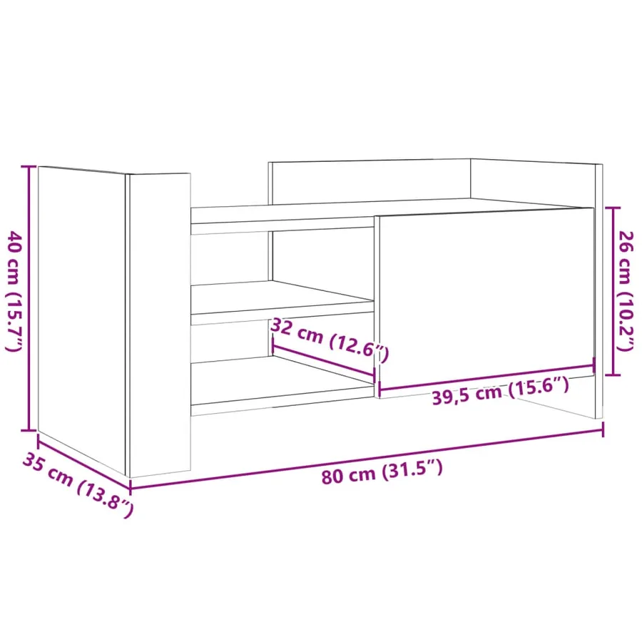 Meuble TV chêne marron 80x35x40 cm bois d'ingénierie - 11