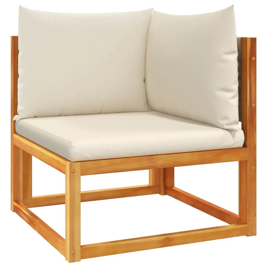 Canapé d'angle de jardin avec coussins en bois d'acacia et rotin - 2