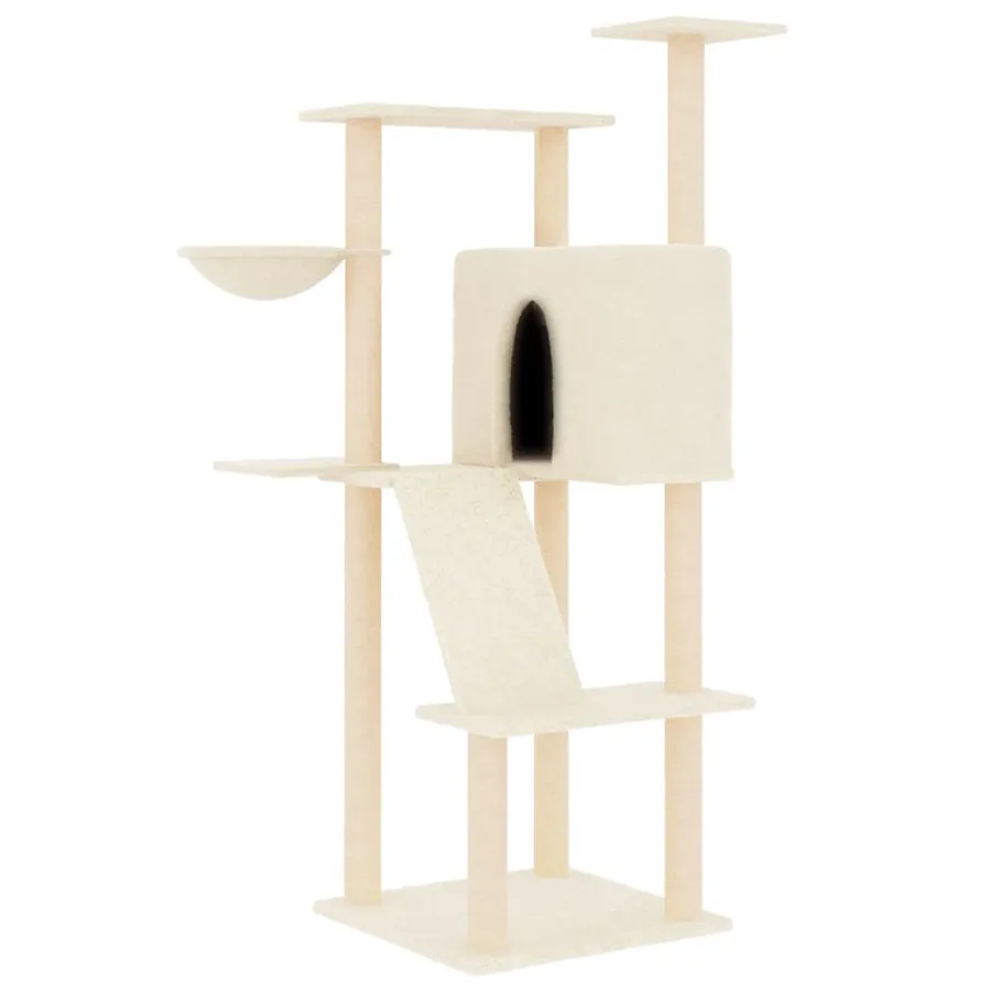 Arbre à chat avec griffoirs en sisal crème 143 cm - 2