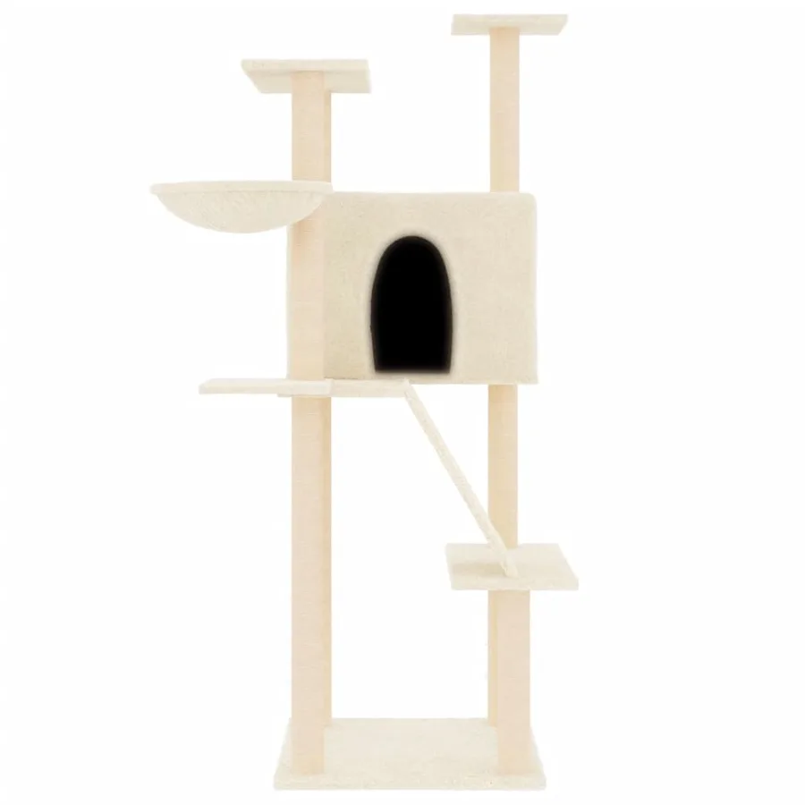 Arbre à chat avec griffoirs en sisal crème 143 cm - 3